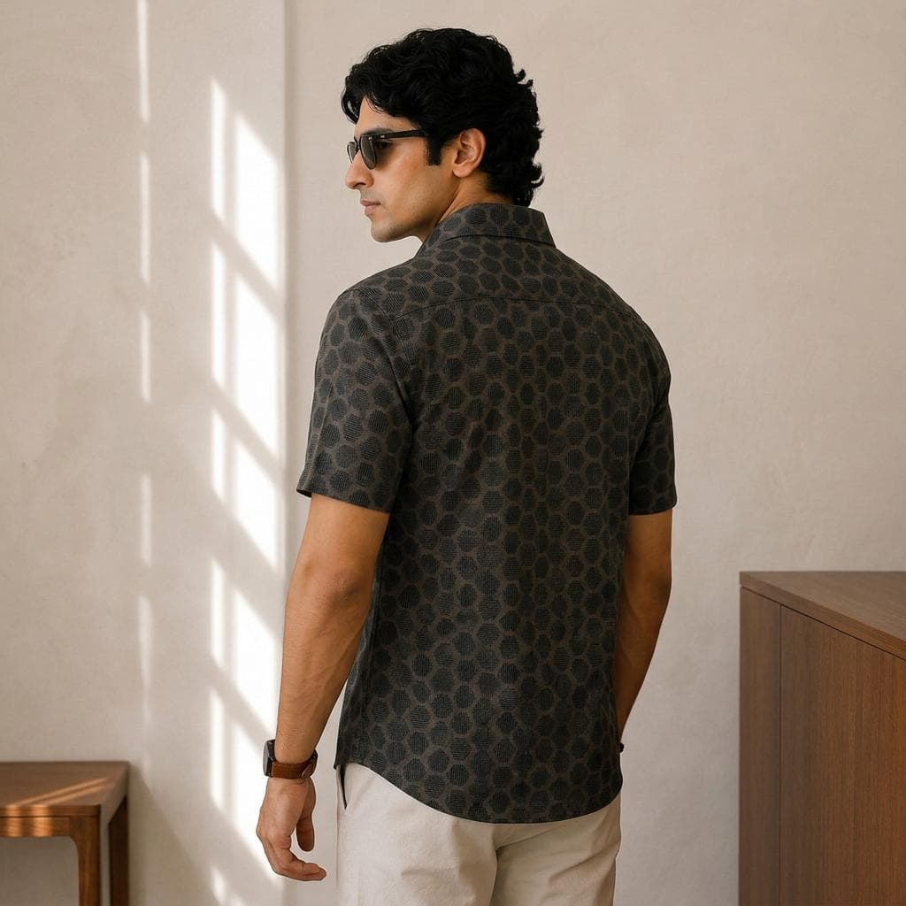 Honeycomb Pattern Casual Shirt view 2