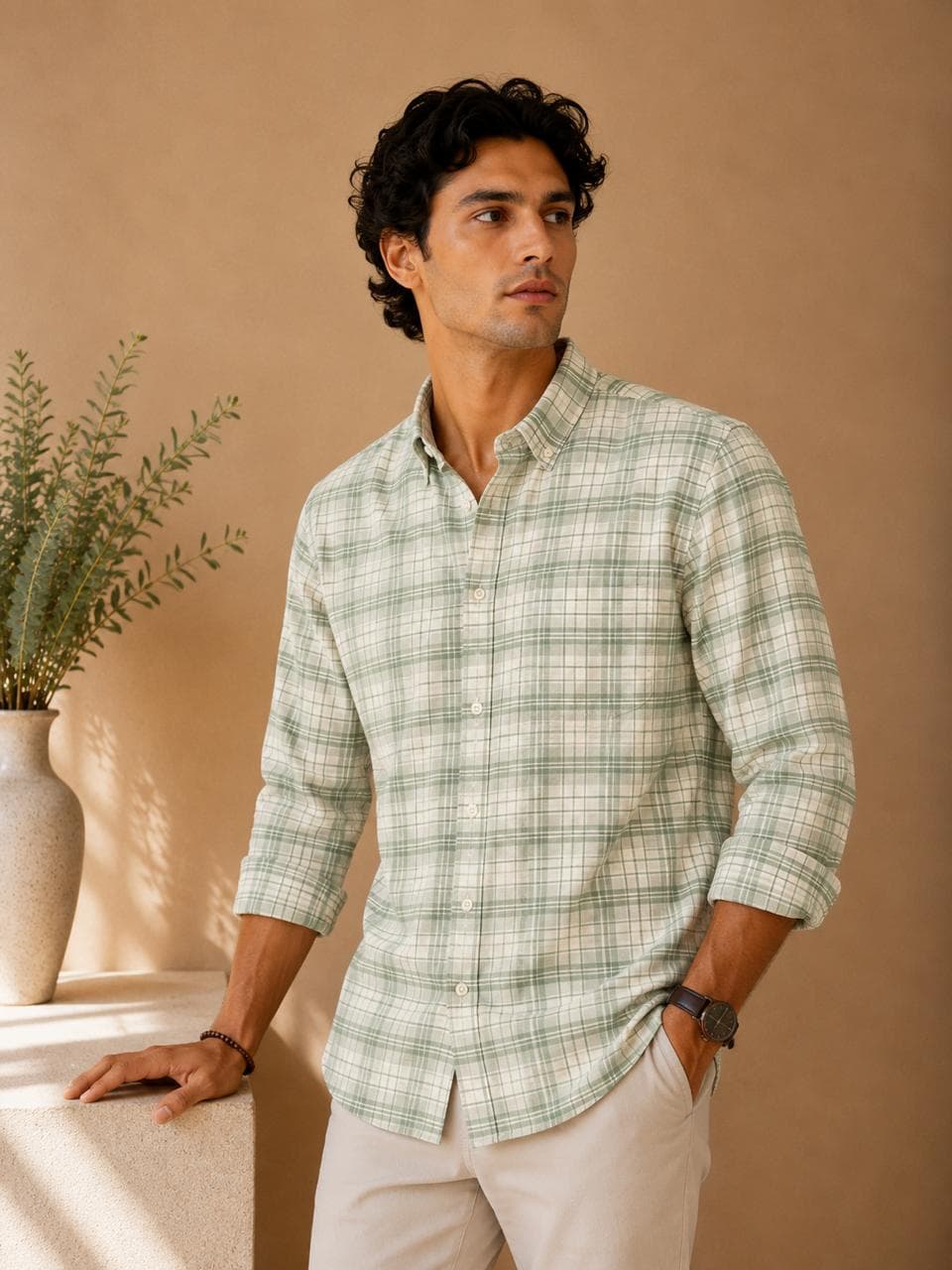 Button D own Collar Shirt